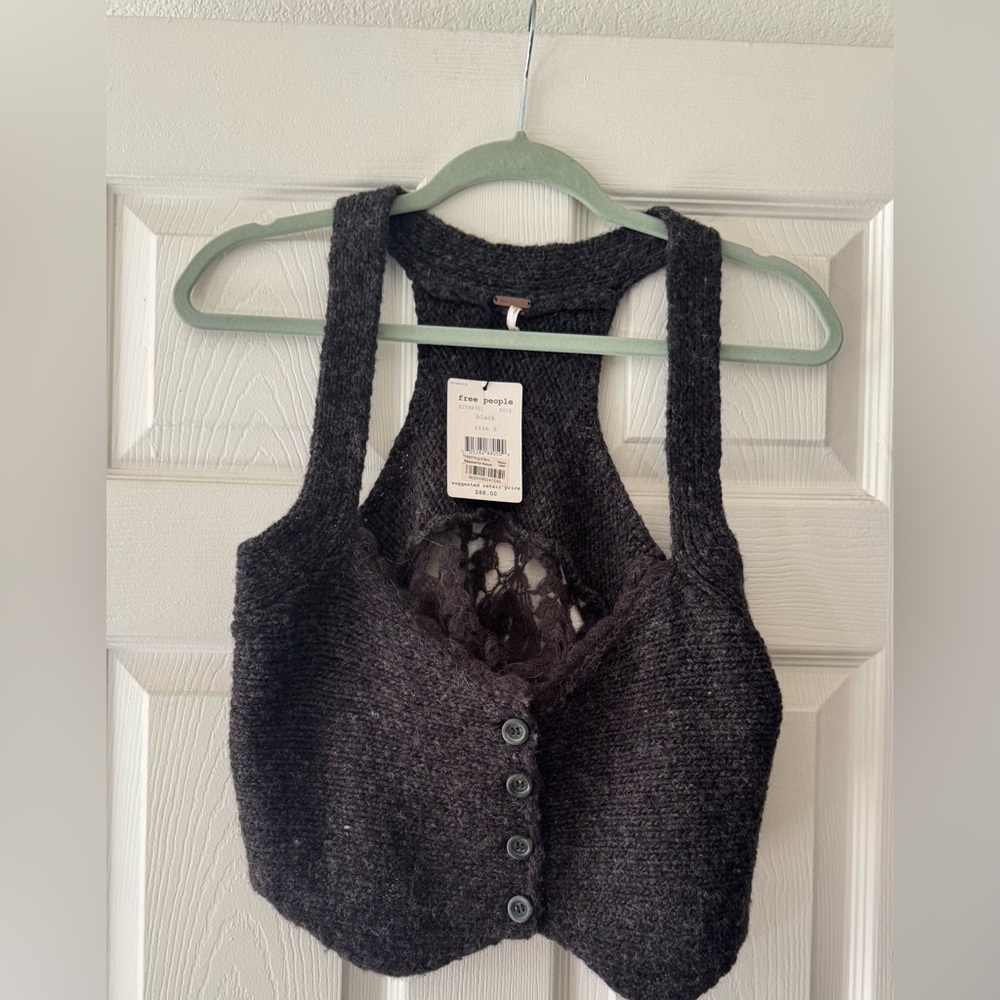NWT Free People Black Knit Vest
